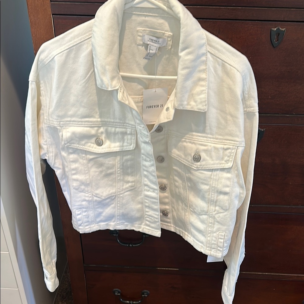 Forever 21 White Jean Jacket